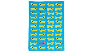 Digital printed cotton tea towel with repeat pattern artwork showing clear color and motif detail.
