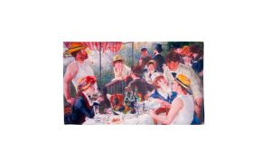 Custom printed cotton tea towel with detailed artwork used for an artist quote review.