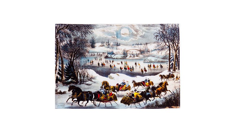 Digital printed cotton tea towel with fine illustration detail and layered color for print checking.