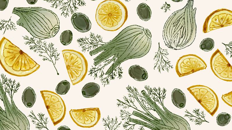 Surface pattern artwork prepared for a custom printed cotton tea towel.